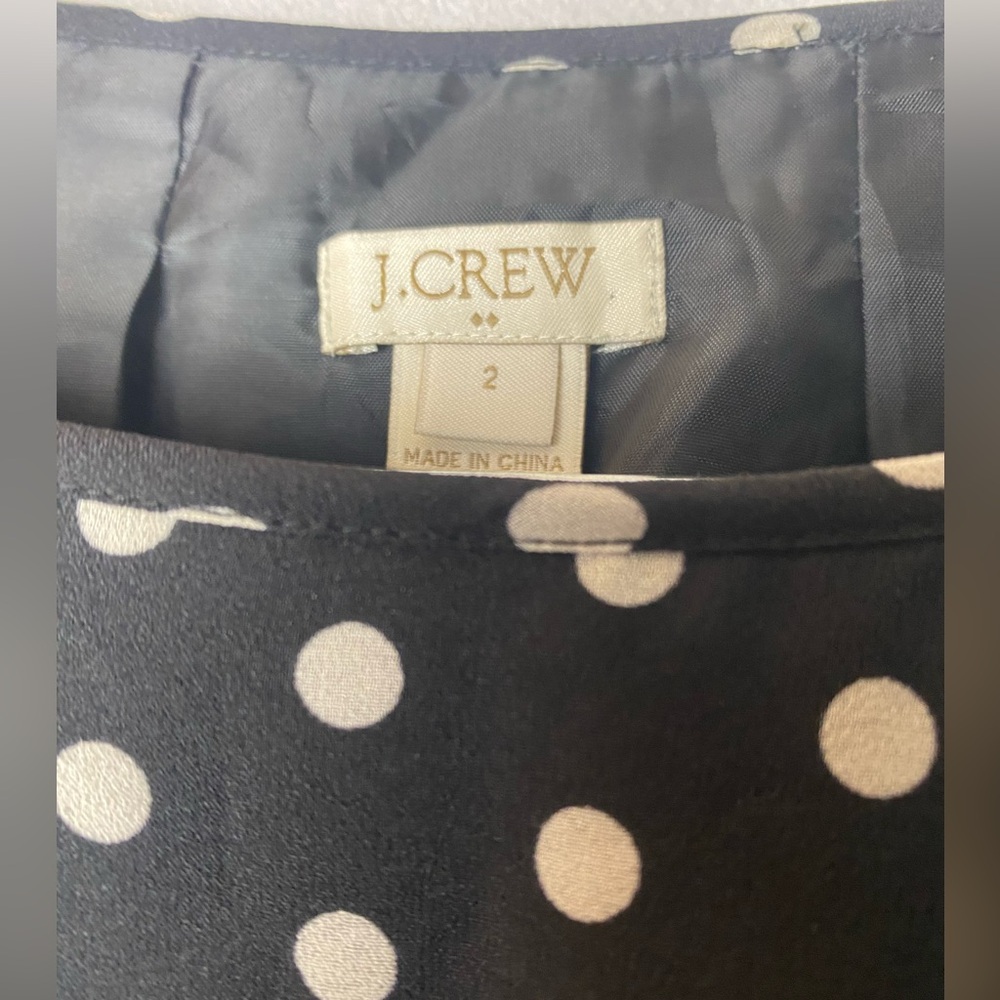 J. Crew Black Dress Retro Look White Polka Dots Casual Luxury 2 - Picture 4 of 5